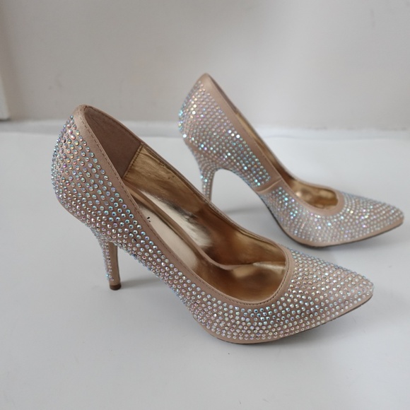 Candie's Rhinestone Embellished Pointed Toe Heels Size 9 Party Wedding - Picture 11 of 11